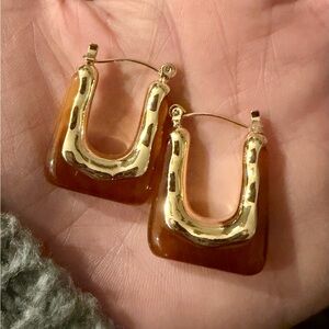 Anthropologie Gold and Pink Earrings